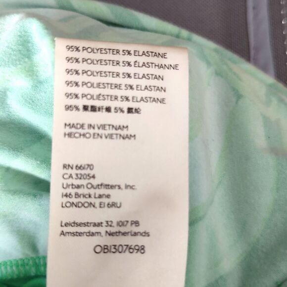 Free People Ruched Mini Skirt – Green Marble Print – Size Small - Picture 7 of 8